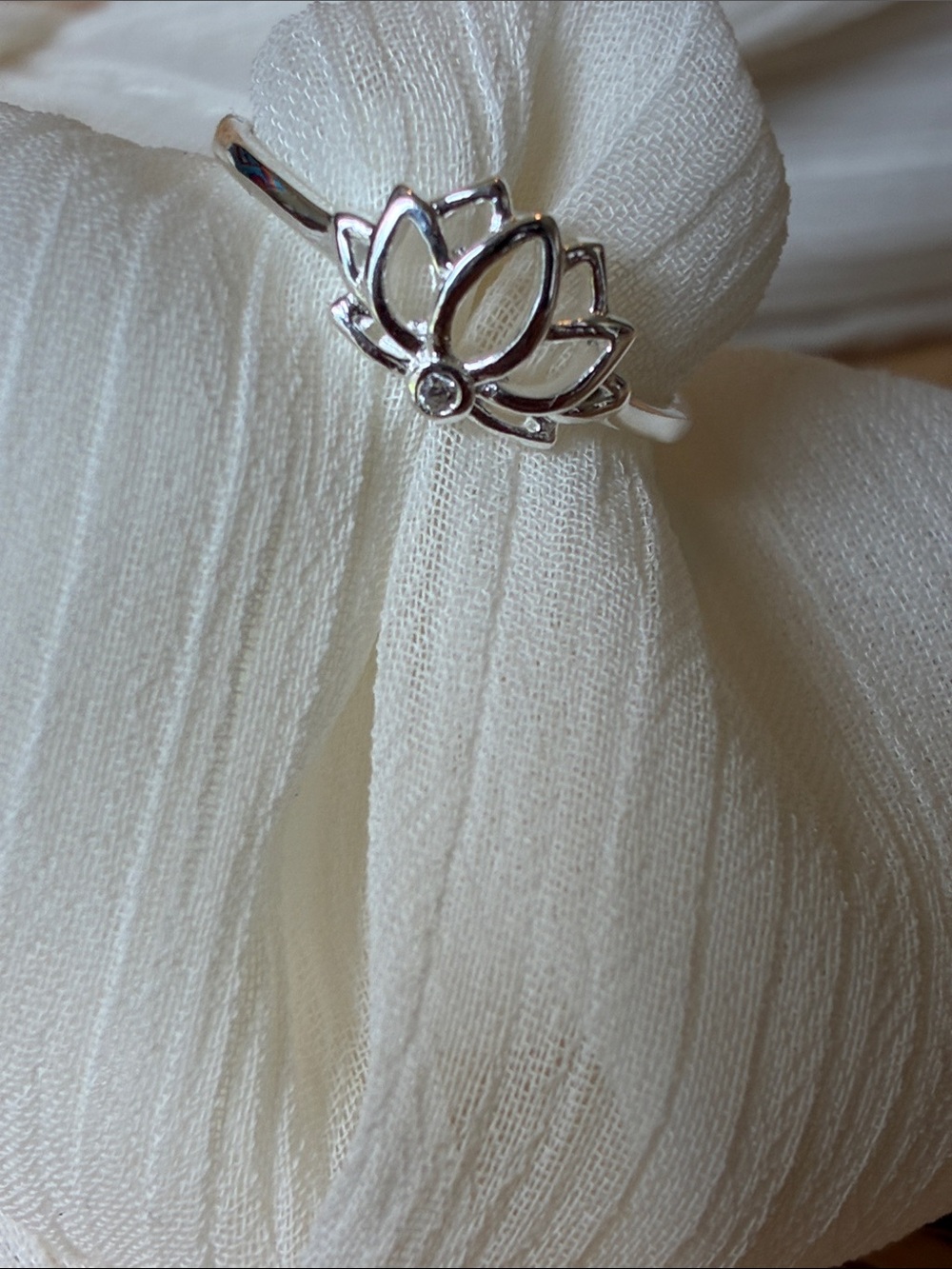 Sterling Silver Lotus Flower Ring - Silver